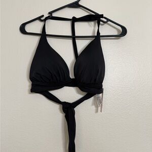 Victoria’s Secret Black Push-Up Bikini Top Halter Tie Swim Top LG NWT